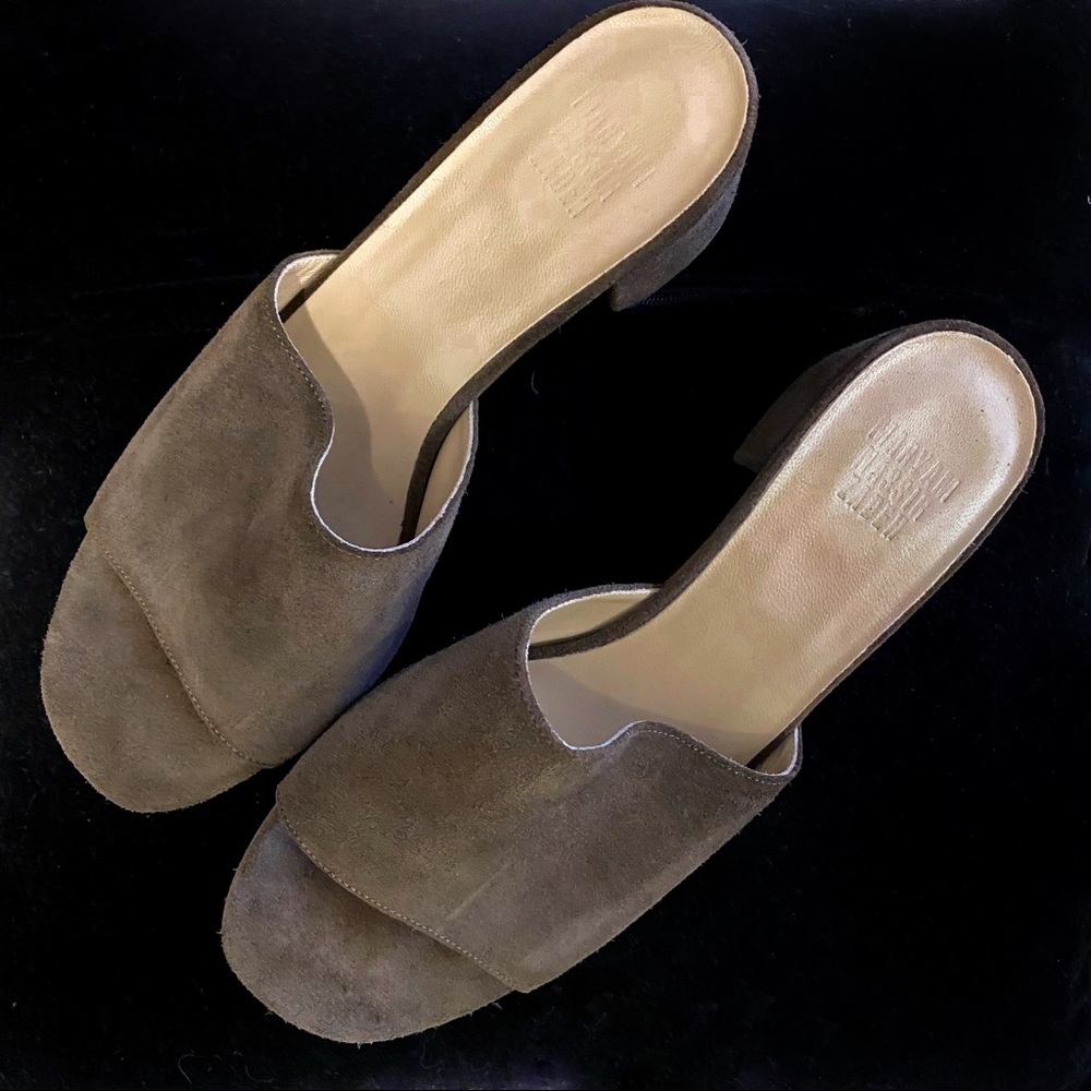 Maryam Nasir Zadeh brown suede mules